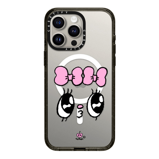 Esther Bunny x CASETiFY iPhone 15 Pro Max ケース ブラック インパクトケース MagSafe対応 Kisses for who?