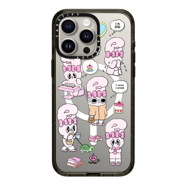 Esther Bunny x CASETiFY iPhone 15 Pro Max ケース ブラック インパクトケース MagSafe対応 I need coffee