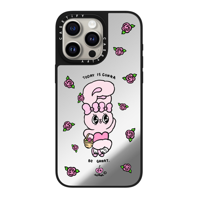 Esther Bunny x CASETiFY iPhone 15 Pro Max ケース Silver on Black ミラーケース MagSafe対応 Today is Gonna be Great