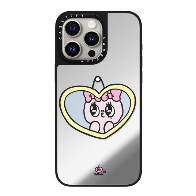 Esther Bunny x CASETiFY iPhone 15 Pro Max ケース Silver on Black ミラーケース MagSafe対応 I Love Me