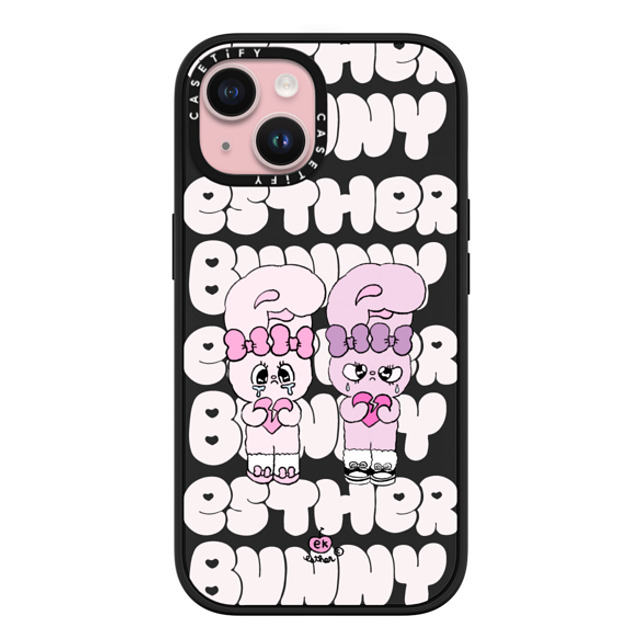 Esther Bunny x CASETiFY iPhone 15 ケース マットブラック インパクトケース MagSafe対応 Heartbreak makes me stronger