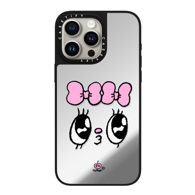 Esther Bunny x CASETiFY iPhone 15 Pro Max ケース Silver on Black ミラーケース MagSafe対応 Kisses for who?