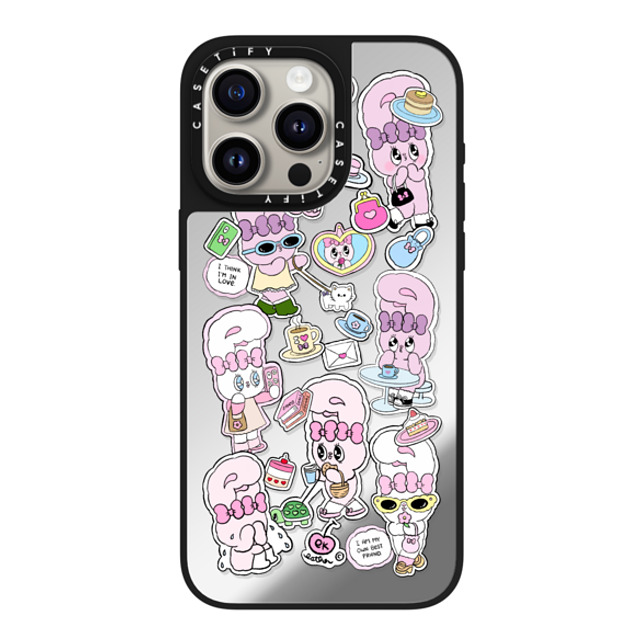 Esther Bunny x CASETiFY iPhone 15 Pro Max ケース Silver on Black ミラーケース MagSafe対応 Bunny Life