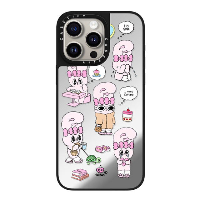 Esther Bunny x CASETiFY iPhone 15 Pro Max ケース Silver on Black ミラーケース MagSafe対応 I need coffee