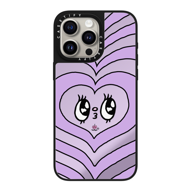 Esther Bunny x CASETiFY iPhone 15 Pro Max ケース Silver on Black ミラーケース MagSafe対応 Heart beam face