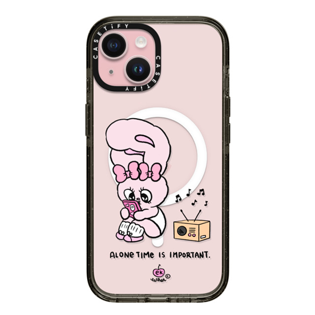 Esther Bunny x CASETiFY iPhone 15 Case Bunny,Animal Black Impact Case MagSafe Compatible Alone Time Back to School Esther Bunny x CASETiFY iPhone 15 Case Bunny,Animal Black Impact Case MagSafe Compatible Alone Time Back to School