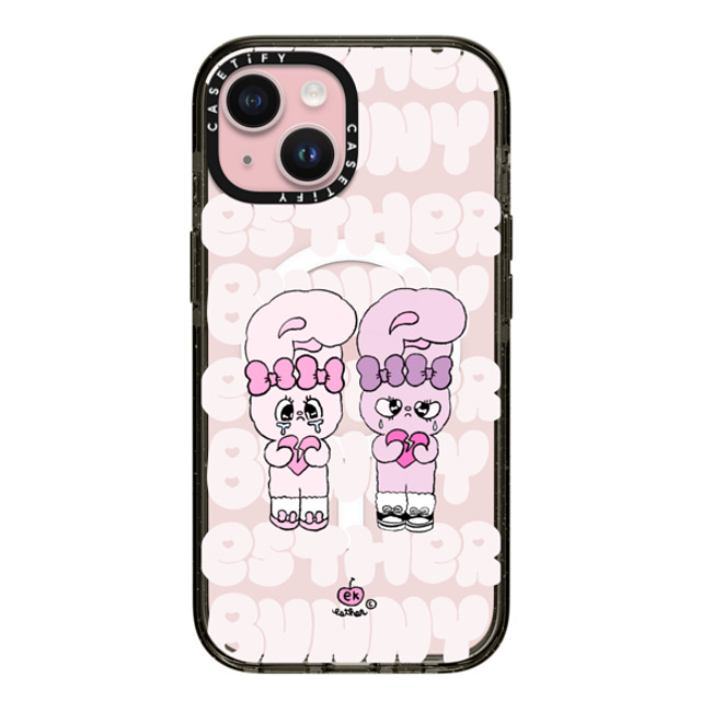 Esther Bunny x CASETiFY iPhone 15 ケース ブラック インパクトケース MagSafe対応 Heartbreak makes me stronger