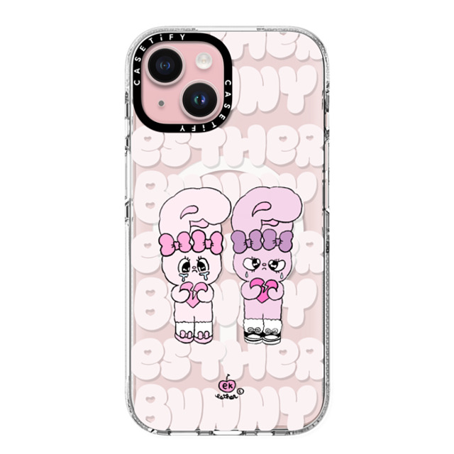 Esther Bunny x CASETiFY iPhone 15 ケース クリア クリア ケース MagSafe対応 Heartbreak makes me stronger