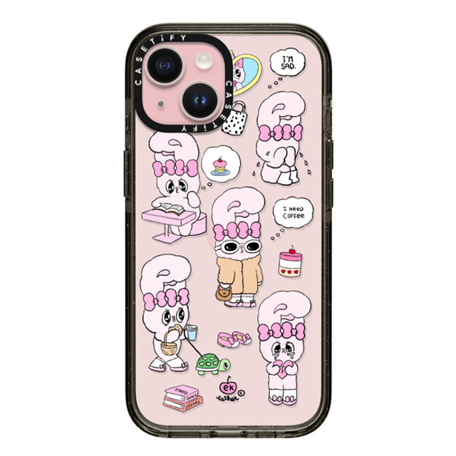 Esther Bunny x CASETiFY iPhone 15 ケース ブラック インパクトケース I need coffee