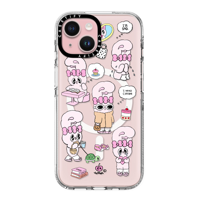 Esther Bunny x CASETiFY iPhone 15 ケース クリア クリア ケース MagSafe対応 I need coffee