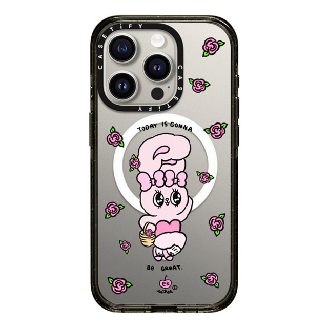 Esther Bunny x CASETiFY iPhone 15 Pro ケース ブラック インパクトケース MagSafe対応 Today is Gonna be Great