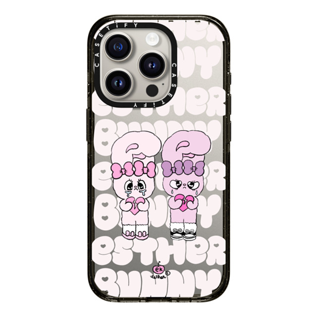 Esther Bunny x CASETiFY iPhone 15 Pro ケース ブラック インパクトケース Heartbreak makes me stronger