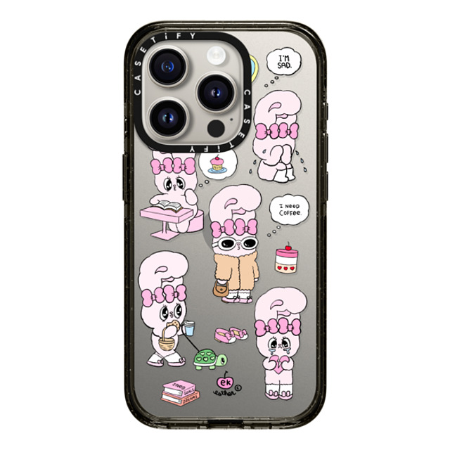 Esther Bunny x CASETiFY iPhone 15 Pro ケース ブラック インパクトケース I need coffee