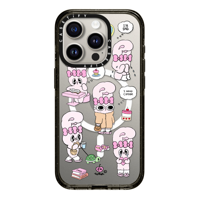 Esther Bunny x CASETiFY iPhone 15 Pro ケース Bunny,Cartoon ブラック インパクトケース MagSafe対応 I need coffee Father's Day Esther Bunny x CASETiFY iPhone 15 Pro ケース Bunny,Cartoon ブラック インパクトケース MagSafe対応 I need coffee Father's Day
