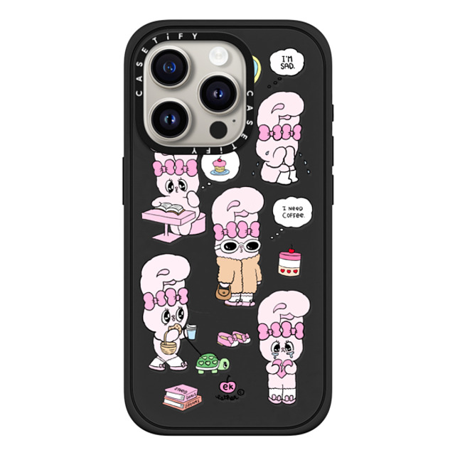 Esther Bunny x CASETiFY iPhone 15 Pro ケース マットブラック インパクトケース MagSafe対応 I need coffee