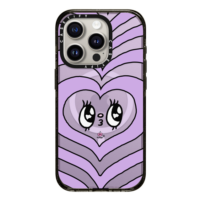 Esther Bunny x CASETiFY iPhone 15 Pro ケース ブラック インパクトケース MagSafe対応 Heart beam face