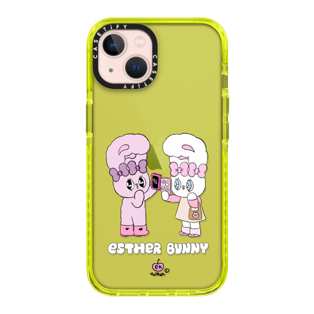 Esther Bunny x CASETiFY iPhone 13 ケース ネオン イエロー インパクトケース Me and my bestie