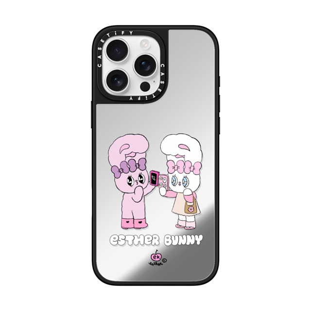 Esther Bunny x CASETiFY iPhone 16 Pro Max ケース Silver on Black ミラーケース MagSafe対応 Me and my bestie