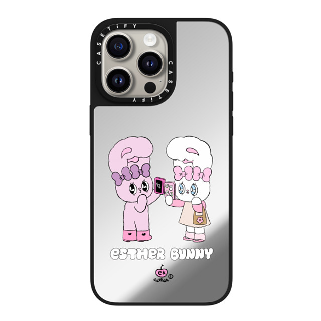 Esther Bunny x CASETiFY iPhone 15 Pro Max ケース Silver on Black ミラーケース MagSafe対応 Me and my bestie