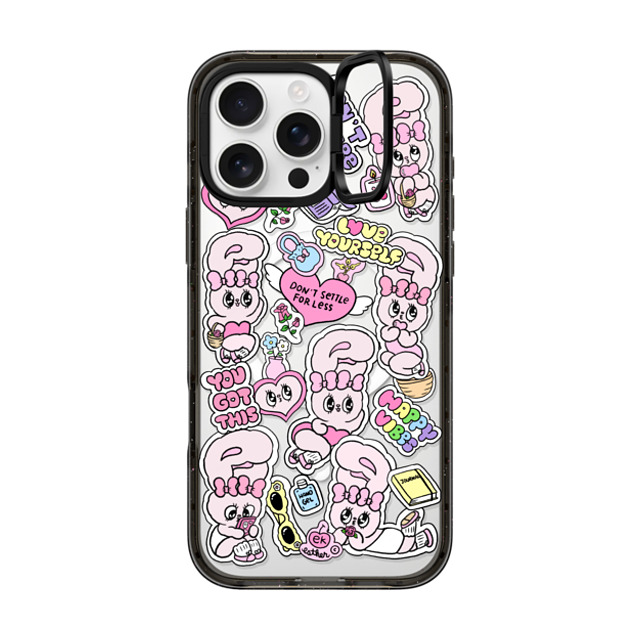 Esther Bunny x CASETiFY iPhone 16 Pro Max ケース ブラック インパクトリングスタンドケース MagSafe対応 You Got This