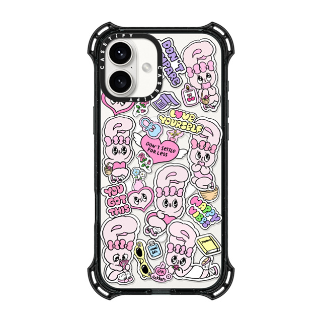 Esther Bunny x CASETiFY iPhone 16 Plus ケース ブラック バウンスケース You Got This