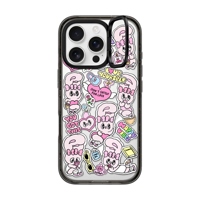 Esther Bunny x CASETiFY iPhone 16 Pro ケース ブラック インパクトリングスタンドケース MagSafe対応 You Got This