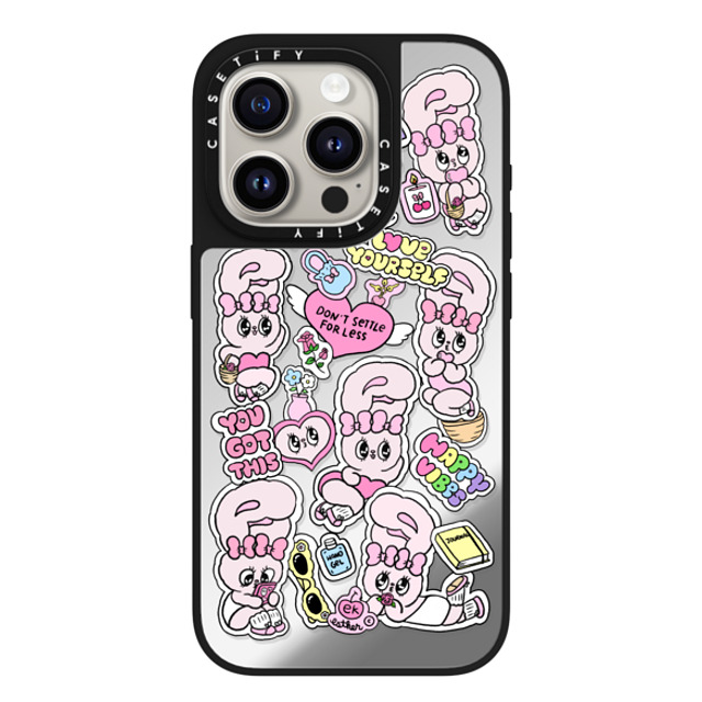 Esther Bunny x CASETiFY iPhone 15 Pro Case Silver on Black ミラーケース MagSafe対応 You Got This Esther Bunny x CASETiFY iPhone 15 Pro Case Silver on Black ミラーケース MagSafe対応 You Got This