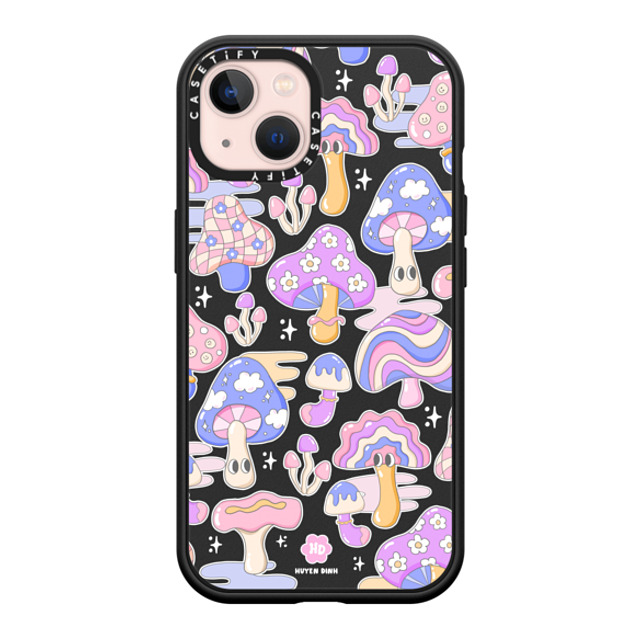 Huyen Dinh x CASETiFY iPhone 13 ケース マットブラック インパクトケース MagSafe対応 Mushroom Pattern