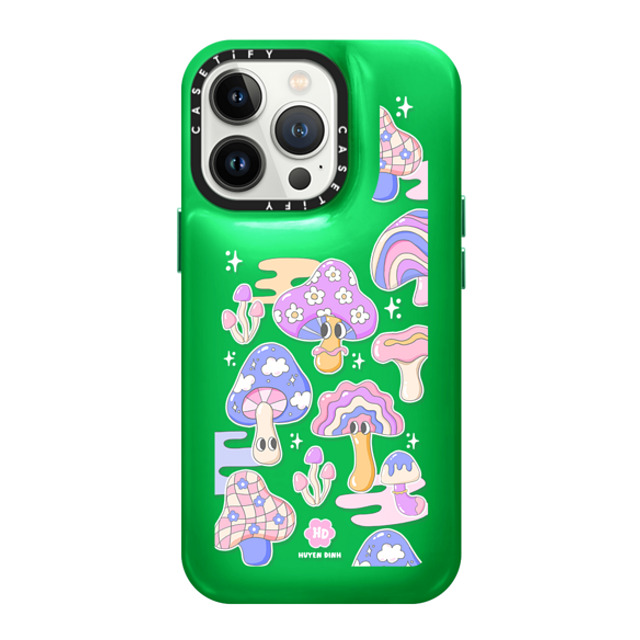 Huyen Dinh x CASETiFY iPhone 13 Pro ケース ケリー グリーン ピローケース Mushroom Pattern