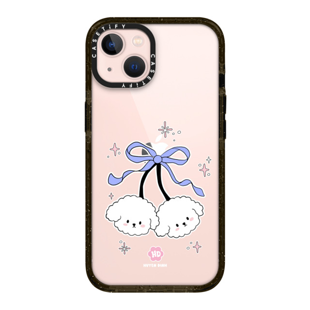 Huyen Dinh x CASETiFY iPhone 13 ケース ブラック インパクトケース Bichon Bibo White Cherry