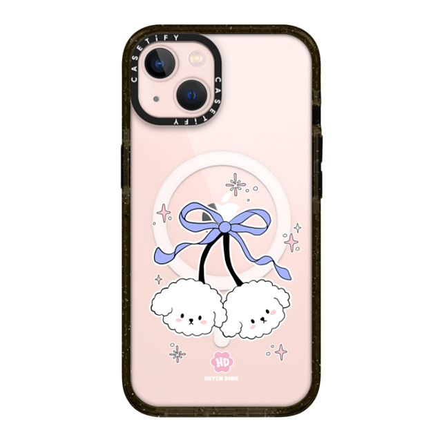 Huyen Dinh x CASETiFY iPhone 13 ケース ブラック インパクトケース MagSafe対応 Bichon Bibo White Cherry