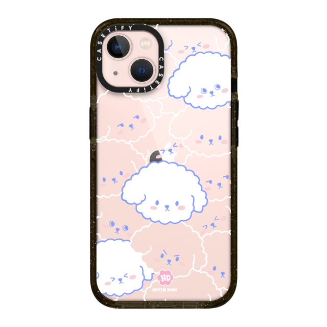 Huyen Dinh x CASETiFY iPhone 13 ケース ブラック インパクトケース Bichon Bibo Dog Pattern