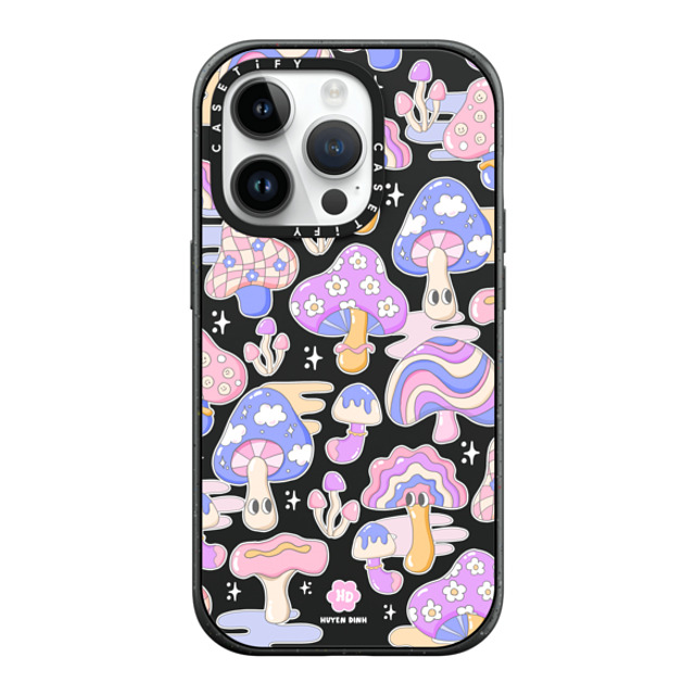 Huyen Dinh x CASETiFY iPhone 14 Pro ケース マットブラック インパクトケース MagSafe対応 Mushroom Pattern