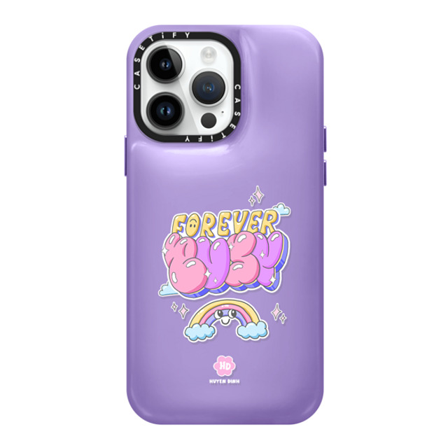 Huyen Dinh x CASETiFY iPhone 14 Pro Max ケース バイオレット パープル ピローケース Forever Busy Rainbow Type