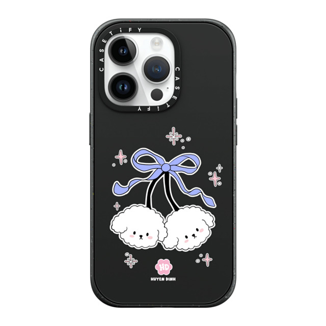 Huyen Dinh x CASETiFY iPhone 14 Pro ケース マットブラック インパクトケース MagSafe対応 Bichon Bibo White Cherry