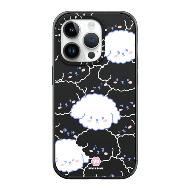 Huyen Dinh x CASETiFY iPhone 14 Pro ケース マットブラック インパクトケース MagSafe対応 Bichon Bibo Dog Pattern