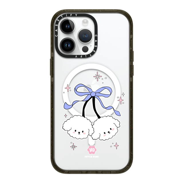 Huyen Dinh x CASETiFY iPhone 14 Pro Max ケース ブラック インパクトケース MagSafe対応 Bichon Bibo White Cherry