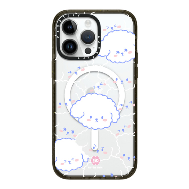 Huyen Dinh x CASETiFY iPhone 14 Pro Max ケース ブラック インパクトケース MagSafe対応 Bichon Bibo Dog Pattern