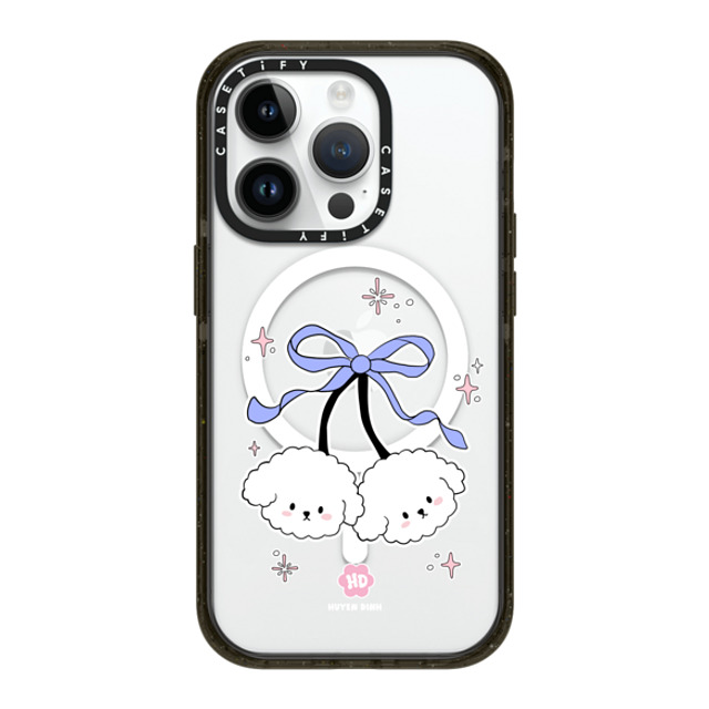 Huyen Dinh x CASETiFY iPhone 14 Pro ケース ブラック インパクトケース MagSafe対応 Bichon Bibo White Cherry