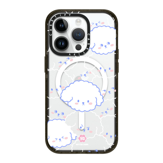 Huyen Dinh x CASETiFY iPhone 14 Pro ケース ブラック インパクトケース MagSafe対応 Bichon Bibo Dog Pattern