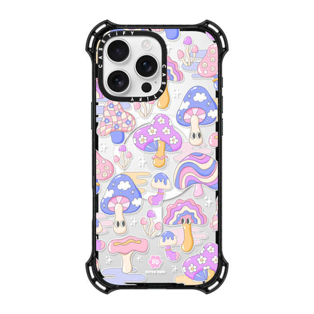 Huyen Dinh x CASETiFY iPhone 16 Pro Max ケース ブラック バウンスケース Mushroom Pattern