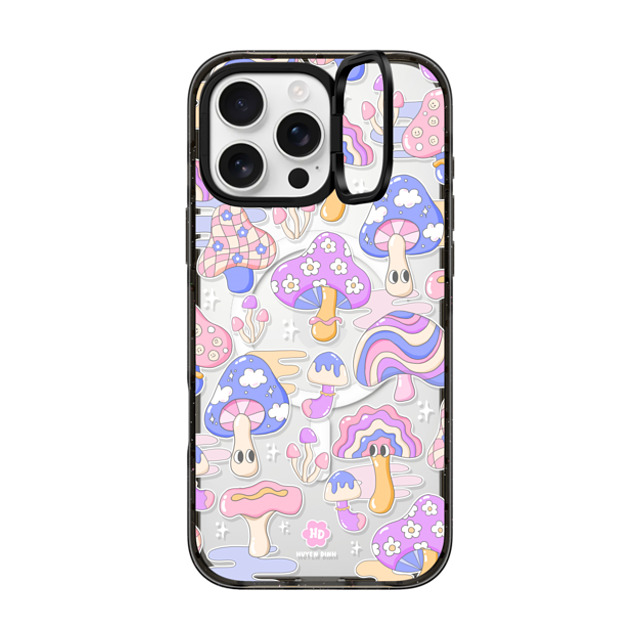 Huyen Dinh x CASETiFY iPhone 16 Pro Max ケース ブラック インパクトリングスタンドケース MagSafe対応 Mushroom Pattern