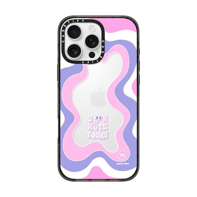 Huyen Dinh x CASETiFY iPhone 16 Pro Max ケース Floral,Quote ブラック インパクトケース You Look Cute Wavy Frame Back to School Huyen Dinh x CASETiFY iPhone 16 Pro Max ケース Floral,Quote ブラック インパクトケース You Look Cute Wavy Frame Back to School