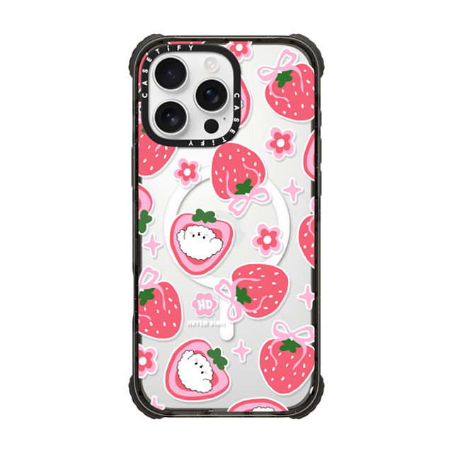 Huyen Dinh x CASETiFY iPhone 16 Pro Max Case Black ウルトラ インパクトケース MagSafe 対応 Bichon Bibo Dog and Strawberry Bow Pattern Huyen Dinh x CASETiFY iPhone 16 Pro Max Case Black ウルトラ インパクトケース MagSafe 対応 Bichon Bibo Dog and Strawberry Bow Pattern