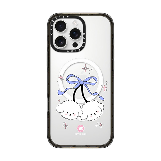 Huyen Dinh x CASETiFY iPhone 16 Pro Max ケース ブラック インパクトケース MagSafe対応 Bichon Bibo White Cherry