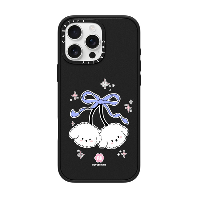 Huyen Dinh x CASETiFY iPhone 16 Pro Max ケース マットブラック インパクトケース MagSafe対応 Bichon Bibo White Cherry