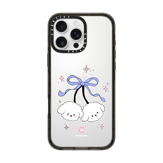 Huyen Dinh x CASETiFY iPhone 16 Pro Max ケース ブラック インパクトケース Bichon Bibo White Cherry