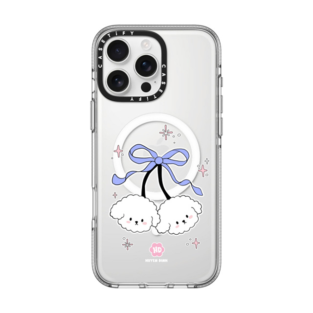 Huyen Dinh x CASETiFY iPhone 16 Pro Max ケース クリア クリア ケース MagSafe対応 Bichon Bibo White Cherry