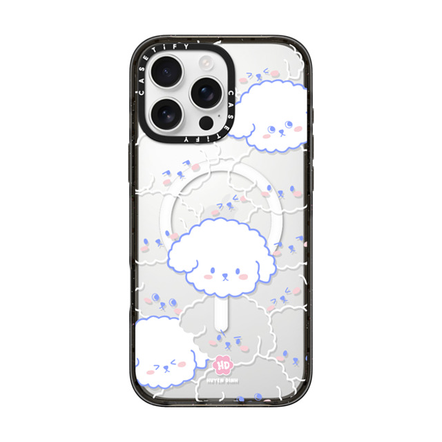 Huyen Dinh x CASETiFY iPhone 16 Pro Max ケース ブラック インパクトケース MagSafe対応 Bichon Bibo Dog Pattern