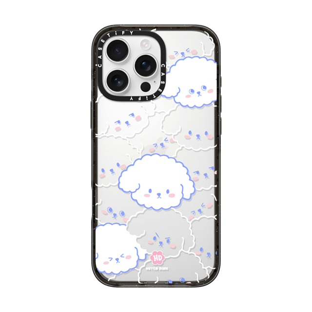 Huyen Dinh x CASETiFY iPhone 16 Pro Max ケース ブラック インパクトケース Bichon Bibo Dog Pattern